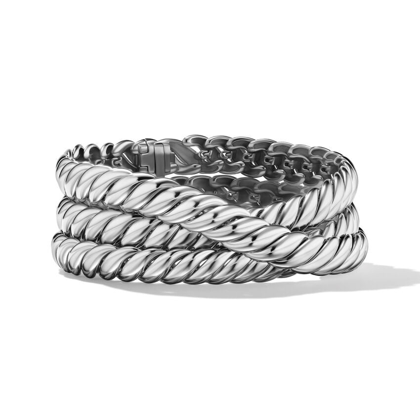 David Yurman Sculpted Cable Triple Wrap Bracelet in Sterling Silver | Medium