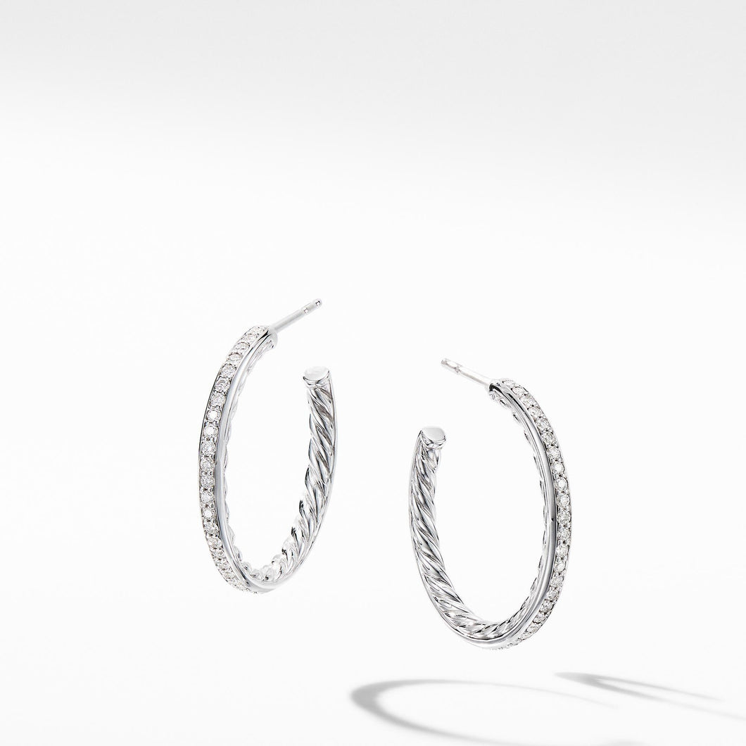 David Yurman Small Hoop Earrings with Pave Diamonds
