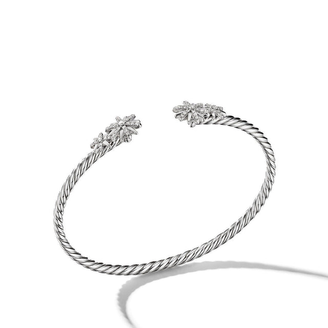 David Yurman Starburst Cable Bracelet in Sterling Silver with Pave Diamonds - Small