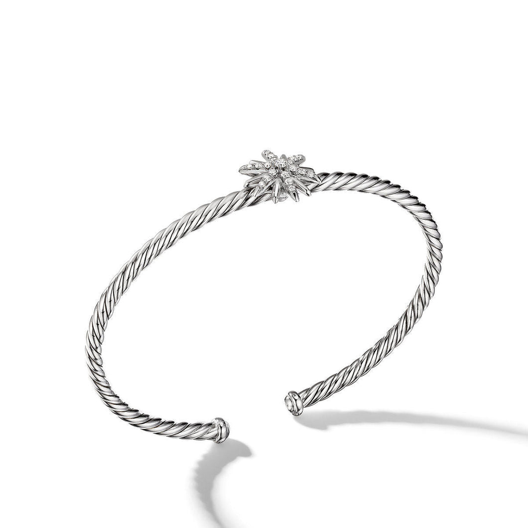 David Yurman Starburst Center Station Bracelet in Sterling Silver with Pave Diamonds - Small