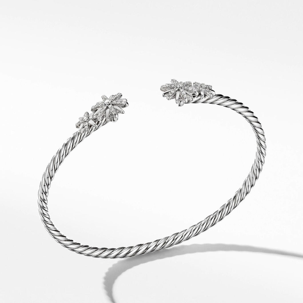 David Yurman Starburst Open Cable Bracelet with Pave Diamonds - Medium