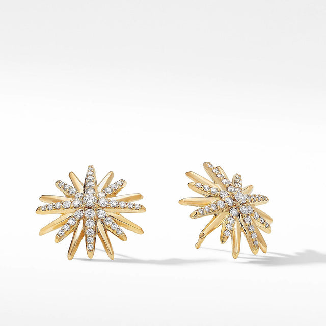 David Yurman Starburst Stud Earrings in 18k Yellow Gold with Pave Diamonds