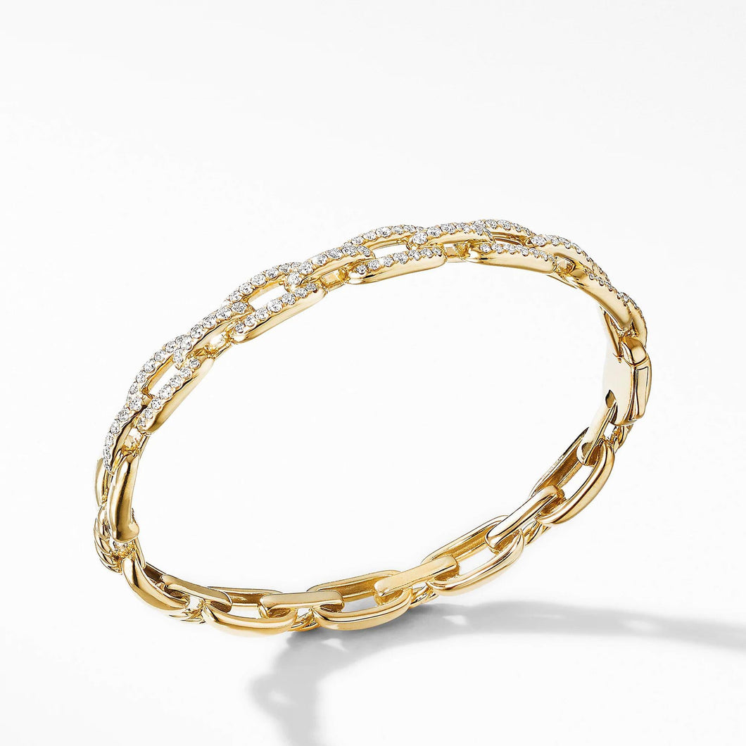 David Yurman Stax Chain Link Bracelet with Diamonds in 18k Yellow Gold, 7mm