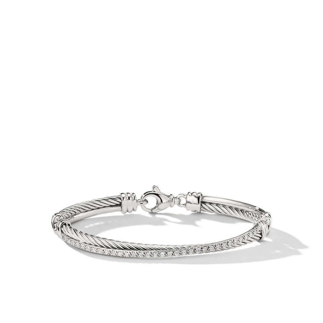 David Yurman The Crossover Collection Bracelet with Diamonds, 3mm - Medium