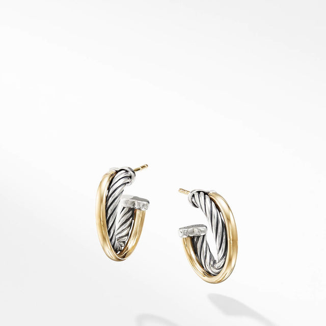 David Yurman The Crossover Collection Hoop Earrings with 18k Yellow Gold
