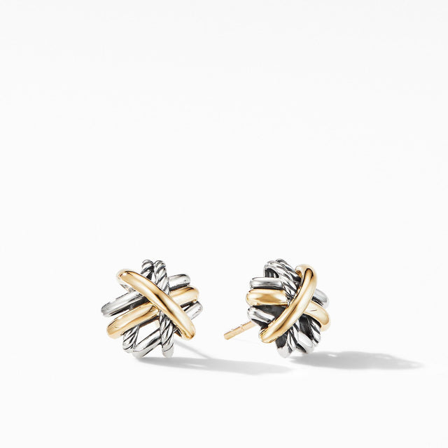 David Yurman The Crossover Collection Stud Earrings with 18k Yellow Gold
