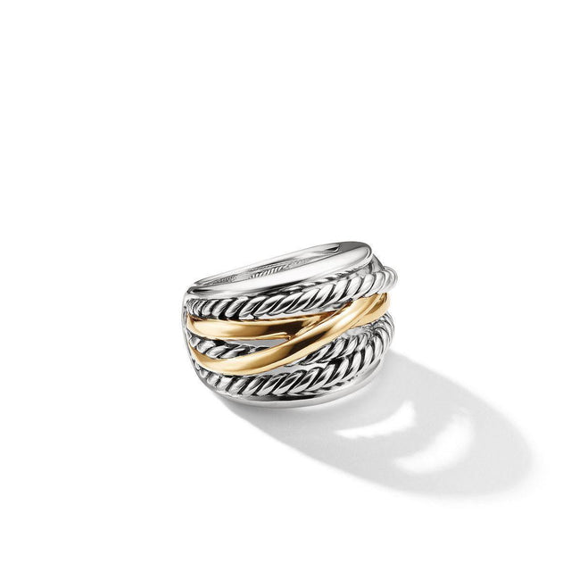 David Yurman The Crossover Collection Wide Ring with 14K Yellow Gold, 17mm - Size 7