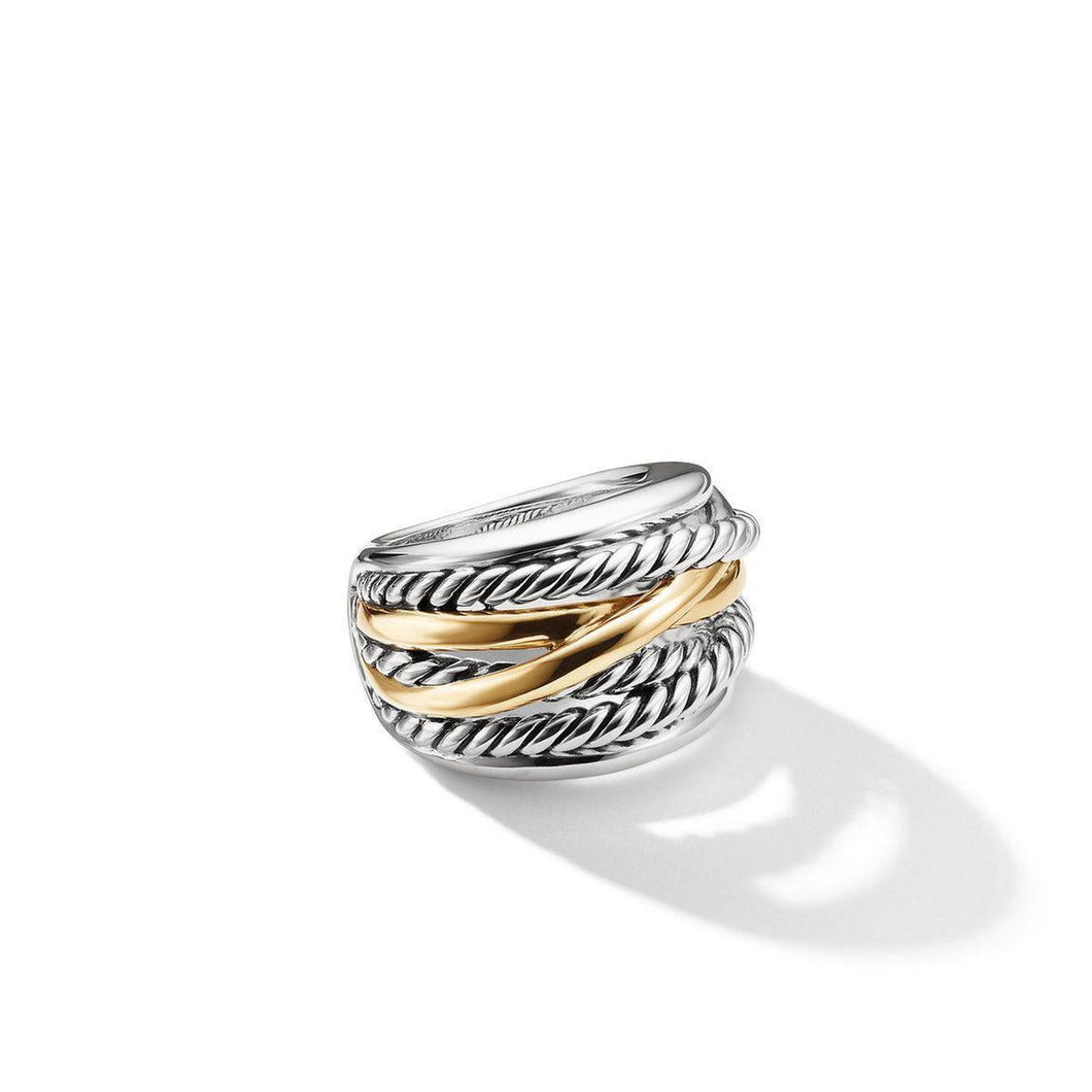 David Yurman The Crossover Collection Wide Ring with 14K Yellow Gold, 17mm - Size 7