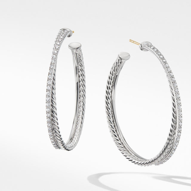 David Yurman The Crossover Collection XL Hoop Earrings with Diamonds