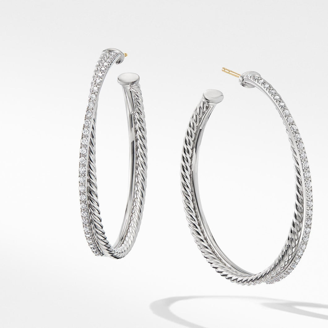 David Yurman The Crossover Collection XL Hoop Earrings with Diamonds