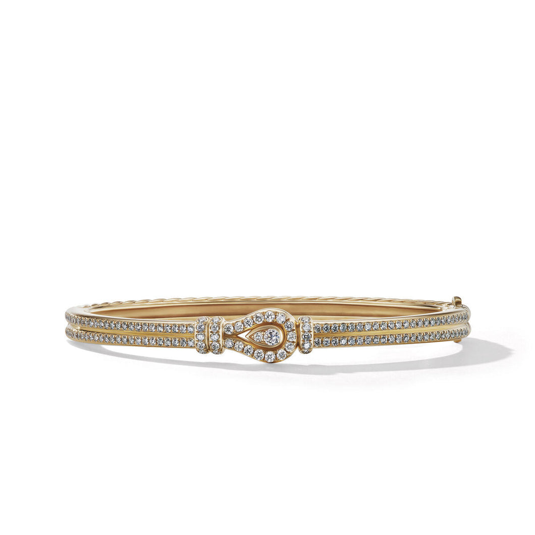 David Yurman Thoroughbred Loop Bracelet in 18K Yellow Gold with Full Pave Diamonds - Medium