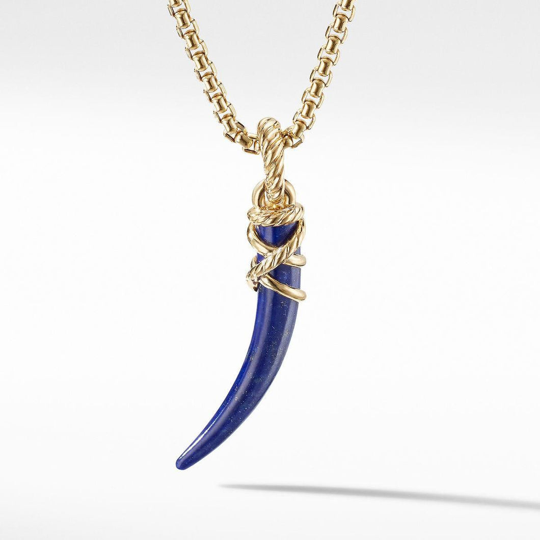 David Yurman Tusk Amulet with Lapis and 18K Yellow Gold