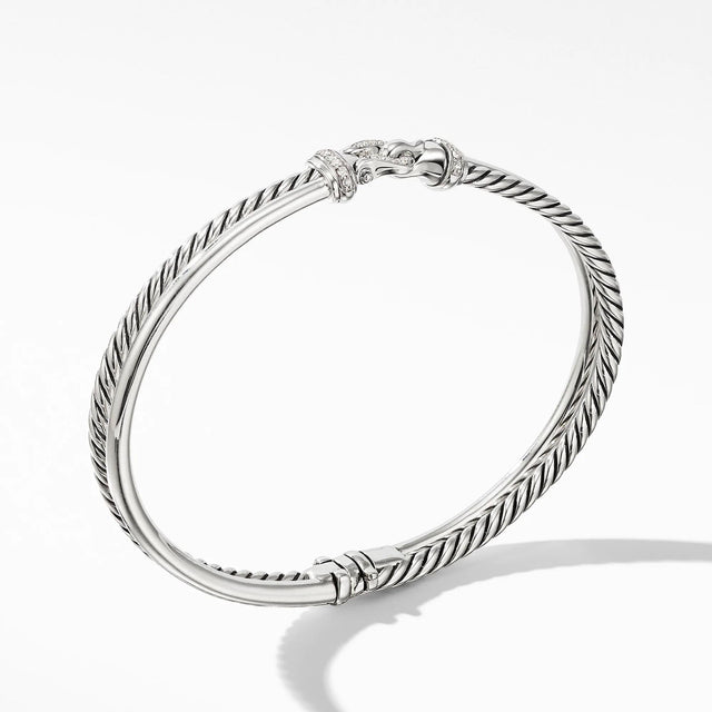 David Yurman Two-Row Buckle Bracelet with Diamonds - Medium