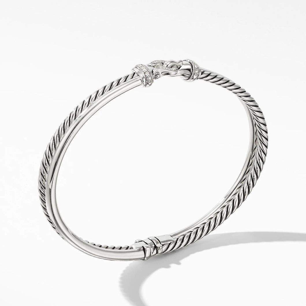 David Yurman Two-Row Buckle Bracelet with Diamonds - Medium