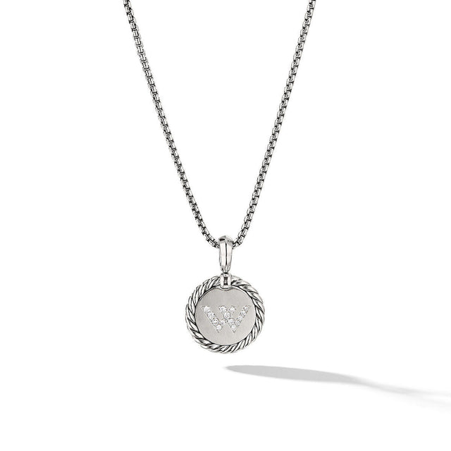 David Yurman W Initial Charm with Pave Diamonds