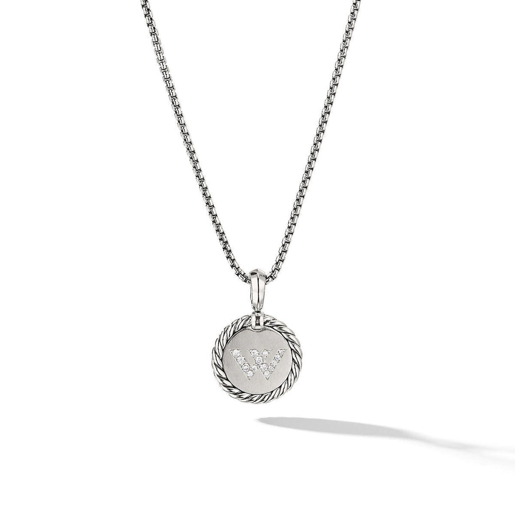 David Yurman W Initial Charm with Pave Diamonds
