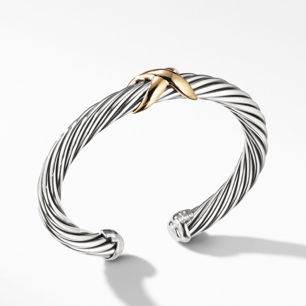 David Yurman X Bracelet with 14k Gold, 7mm - Medium