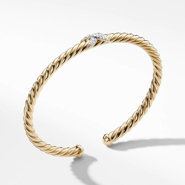 David Yurman X Cablespira Bracelet with Diamonds in 18k Gold, 4mm - Medium