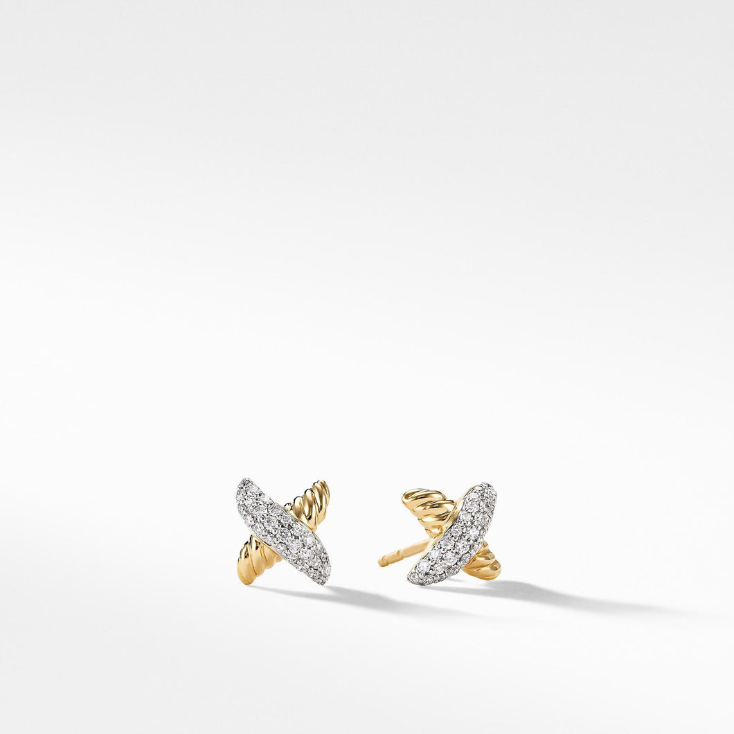 David Yurman X Earrings with Diamonds in 18k Gold