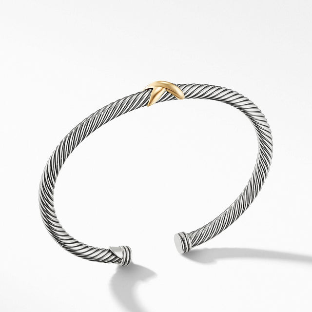 David Yurman X Station Bracelet with 18K Yellow Gold, 4mm - Size Medium
