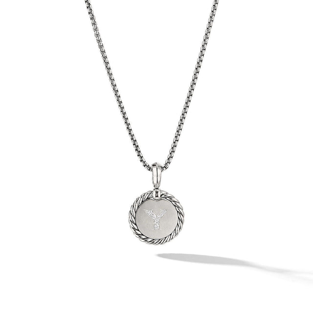 David Yurman Y Initial Charm with Pave Diamonds