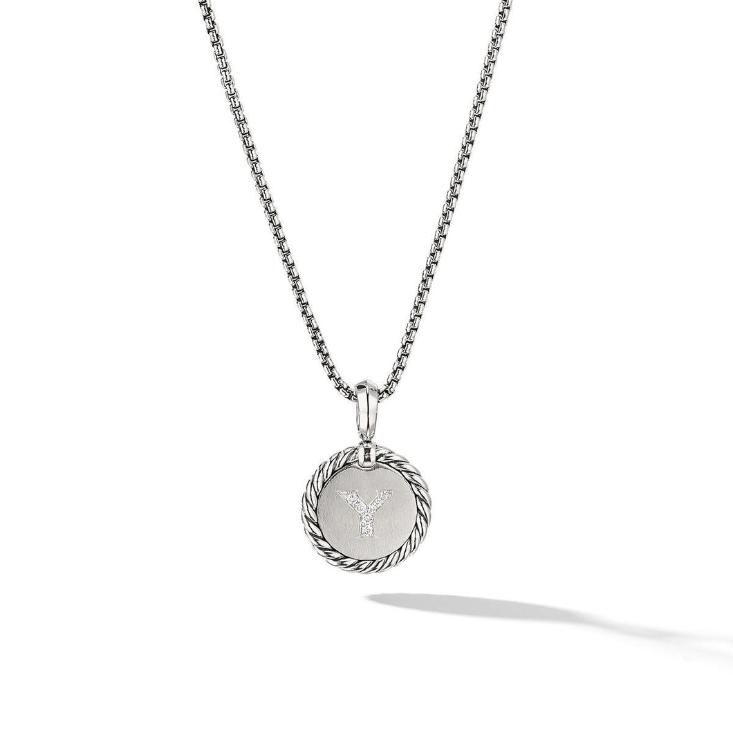 David Yurman Y Initial Charm with Pave Diamonds