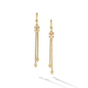 David Yurman Zig Zag Stax Chain Drop Earrings in 18K Yellow Gold with Diamonds 66mm