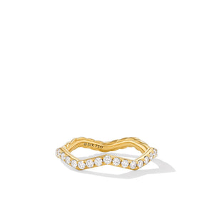 David Yurman Zig Zag Stax Ring in 18K Yellow Gold with Diamonds 2mm - Size 7