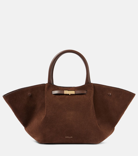 DeMellier New York Midi suede tote bag. Shop DeMellier Top-Handle Bags for women now.