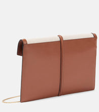 DeMellier Tokyo leather-trimmed canvas clutch