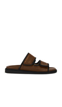 Dear Frances Braided Slide in Brown | Saddle Slides for Women