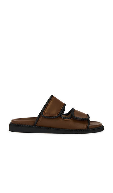 Dear Frances Braided Slide in Brown | Saddle Slides for Women