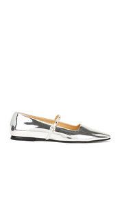 Dear Frances Mary Jane in Metallic Silver | Silver Ballet Flats for Women
