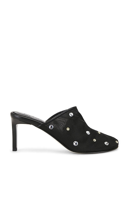 Dear Frances Sade Mule in Black | Black Crystals & Studs Closed Toe Mules for Women