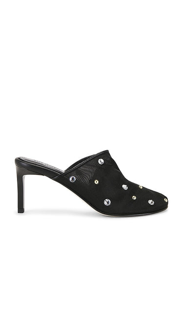 Dear Frances Sade Mule in Black | Black Crystals & Studs Closed Toe Mules for Women