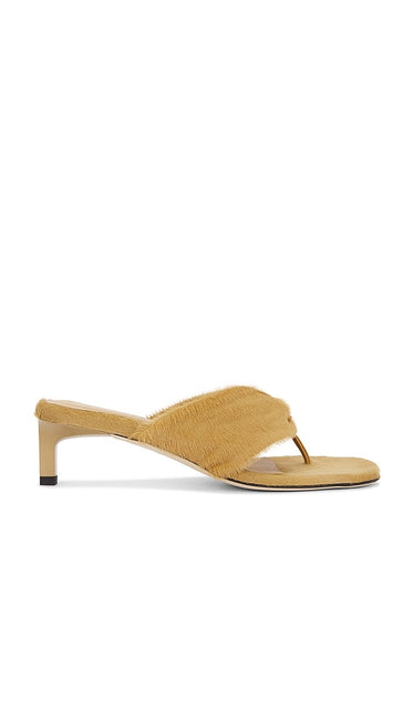 Dear Frances Wrap Mid Heel in Tan | Sand Heeled Sandals for Women
