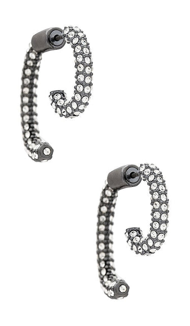 Demarson Mini Luna Earrings in Metallic Silver