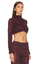 Di Petsa Wetlook Knitted Top in Burgundy