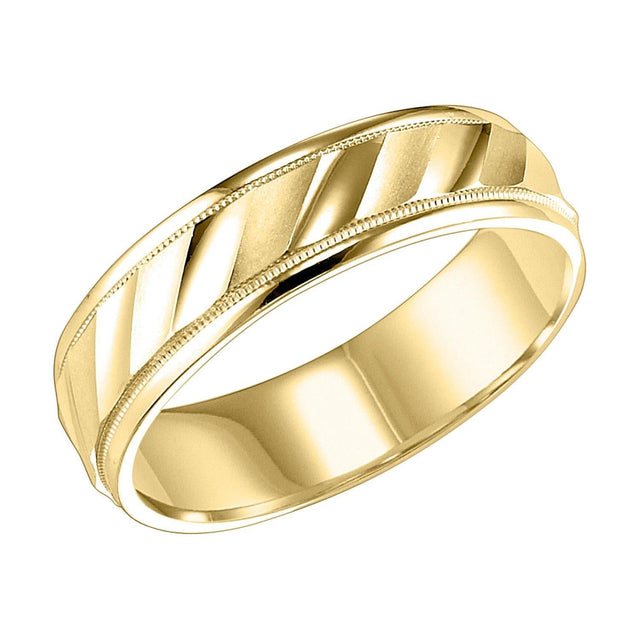 Diagonal Cut Comfort Fit Yellow Gold Wedding Band | 6mm | Size 6