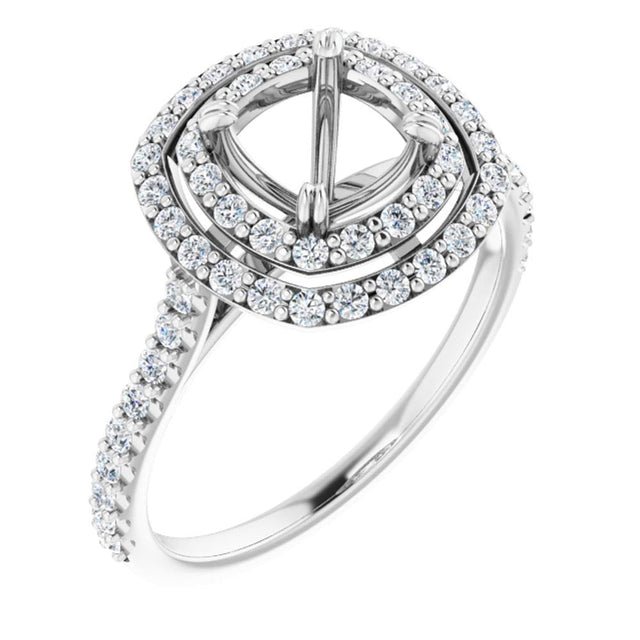 Diamond Double Halo White Gold Engagement Ring Setting