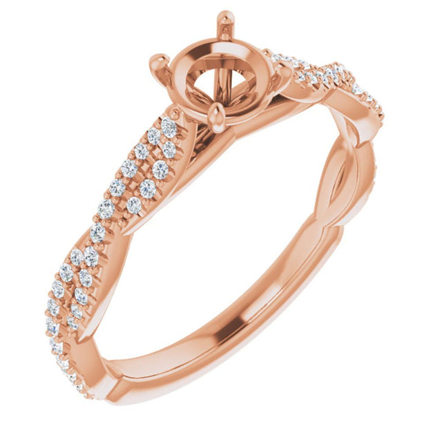 Diamond Twist Rose Gold Engagement Ring Setting