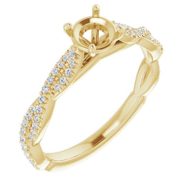 Diamond Twist Yellow Gold Engagement Ring Setting