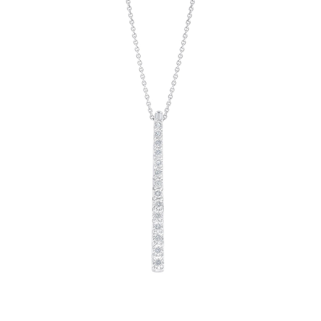 Diamond Vertical Bar Pendant Necklace 1/15ctw