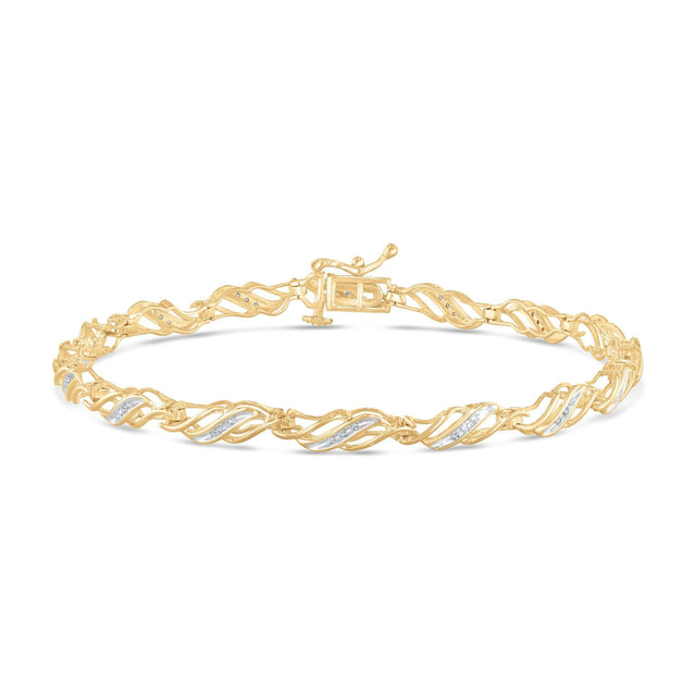 Diamond Yellow Gold Link Bracelet 1/10ctw