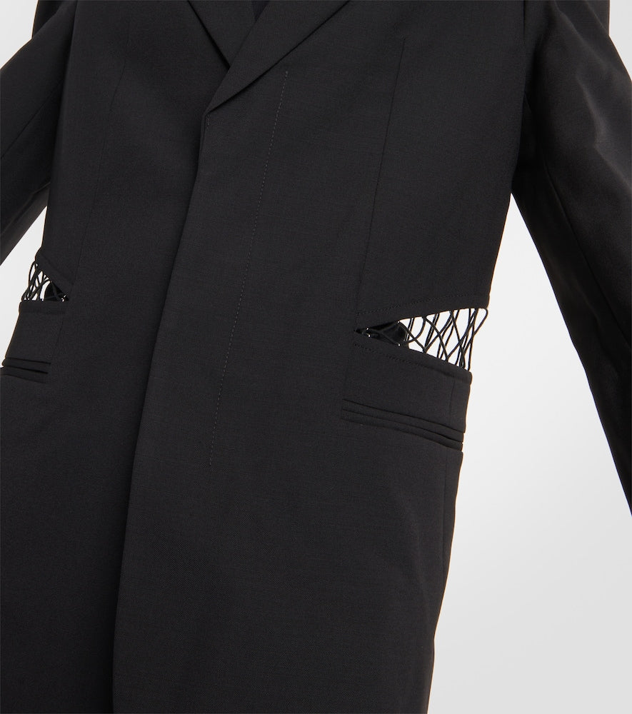 Dion Lee Lace-trimmed cutout wool blazer