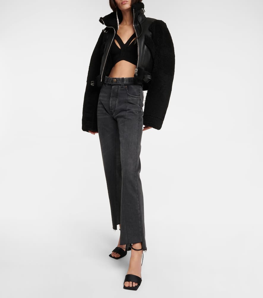 Dion Lee Shearling-trimmed leather jacket