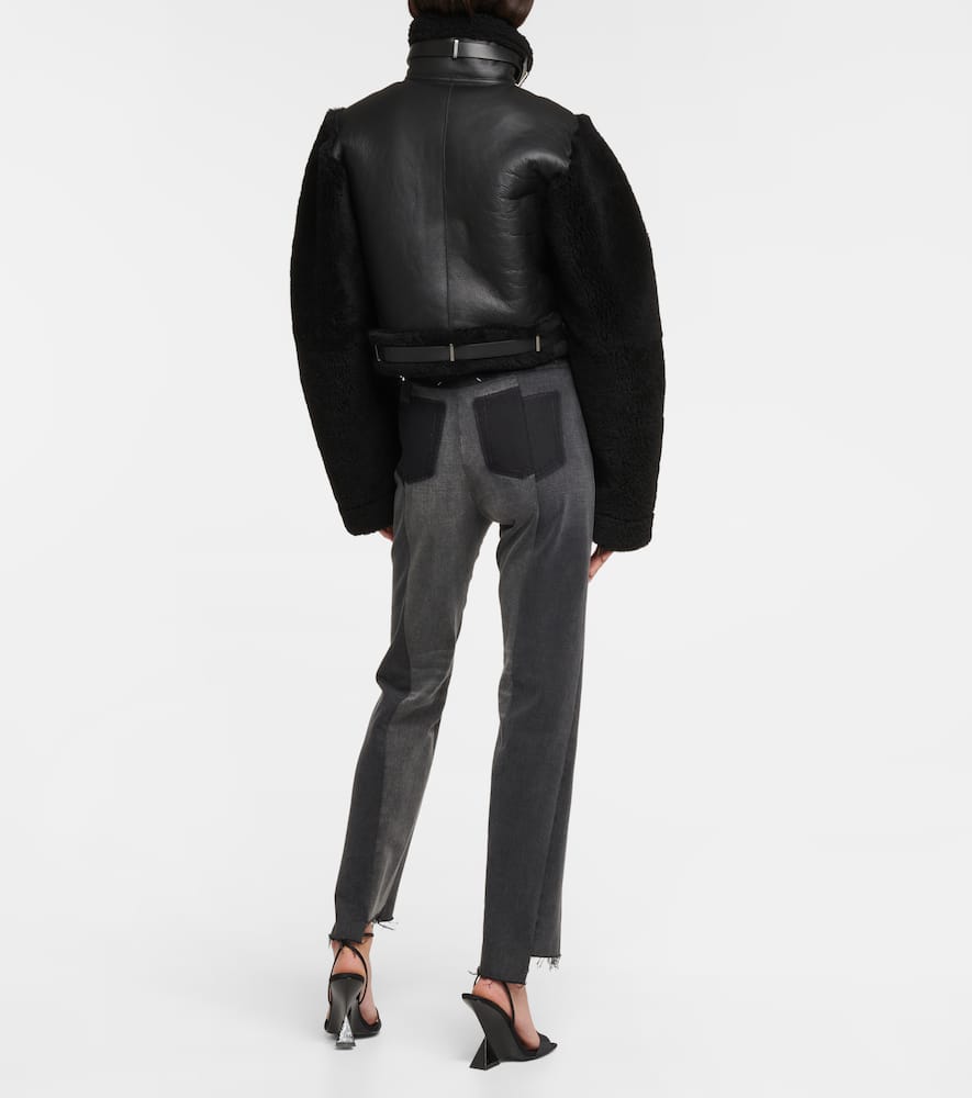 Dion Lee Shearling-trimmed leather jacket