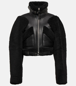 Dion Lee Shearling-trimmed leather jacket