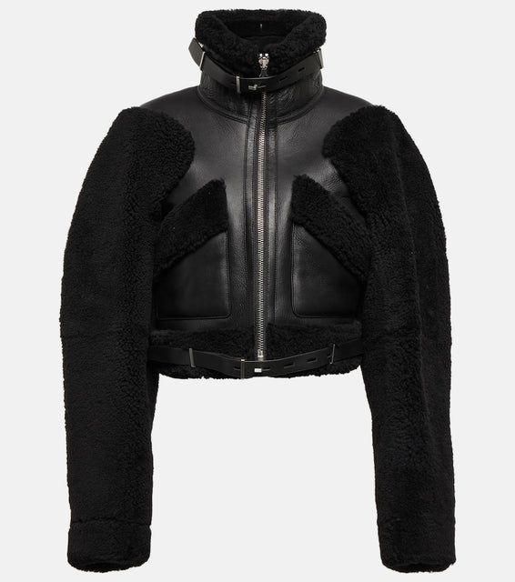 Dion Lee Shearling-trimmed leather jacket