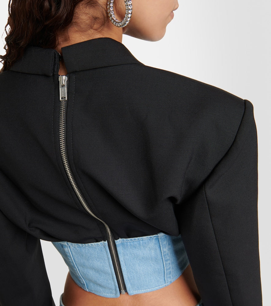 Dion Lee Wool and denim bustier blazer